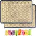 HOOMIL Macaron Silicone Baking Mats, 18"x13", Non-Stick, Reusable, Food Safe, Commercial Half Sheet Size Silicone Mat, Pack of 2