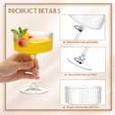 Plastic Martini Glasses 10oz, Detachable Ribbed Coupe Glasses with Gold Rim, Disposable & Reusable Unbreakable BPA-free Vintage Cocktail Cups, Champagne Coupe for Party Wedding (Clear, 12pcs)