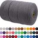 JeogYong Single Strand Macrame Cord 3mm x 218 Yards (656 Feet) Soft Cotton Rope Macrame Yarn 3 mm Macrame Cord, Macrame Supplies for Crafts Wall Hangings Plant Hangers Decorations (Gray)