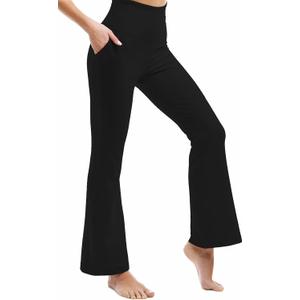 Ipletix Flare Leggings for Women, High Waisted Yoga Pants with Pockets for Women Trousers (3X-Large, Black)