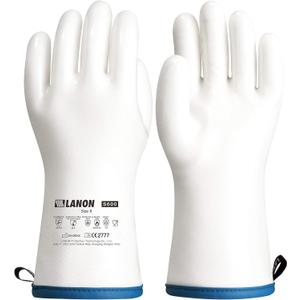 LANON Liquid Silicone Gloves, Heat Resistant Oven Gloves with Fingers, Food Grade, Waterproof, White, Medium