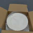 U-QE 100 Count 6 Inch Ivory Plastic Plates - Scalloped Dessert Plates Disposable - Premium Fancy Disposable Heavy Duty Party Supplies for Party, Celebrations, Weddings and Events