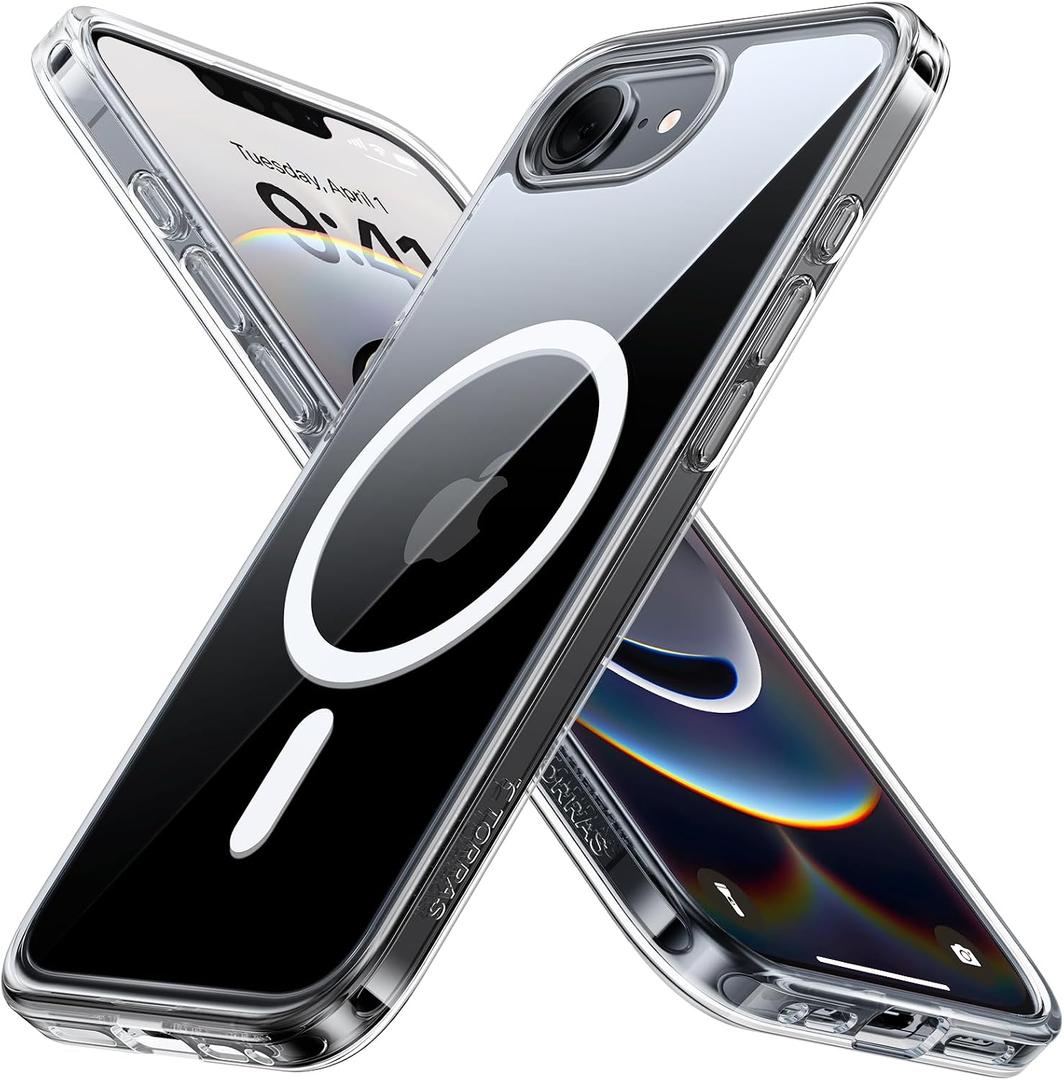 TORRAS for iPhone 16e Case/iPhone 17e Case Clear, Never Yellow, Magnetic Phone Case, 16FT Military Grade Drop Protection, Slim Transparent Anti-Scratch Cover for iPhone17e Phone Case 6.1", Clear