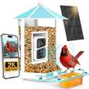 Bird Feeder with Camera - All-Metal Chewproof Smart Camera Bird Feeder Solar Powered, 2K Live Stream for OutdoorAI Identify Auto Capture Videos, Weatherproof Heavy Duty, Gifts for Mom Dad