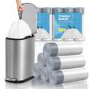 KSSKSS 2.6 Gallon Mini Drawstring Trash Bags, Small Garbage Bags by KSSKSS, Code a fit 10-15 Liter, 2.6-4 Gal, White Trash Bin Liners for Home Office Kitchen Bathroom Bedroom, 120 Counts