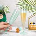 WDF 36 Pack Clear Green Plastic Champagne Flutes - 7OZ Green Champagne Flutes Plastic Champagne Glasses Disposable for Party/Wedding/Spring