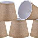 Aspen Creative 51022-5, Hardback Empire Transitional Clip-On Chandelier Shade, Beige Linen Texture Fabric, 4" Top x 6" Bottom x 5" Slant, Set of 5, 4" Top X 6" Bottom X 5" Slant Height