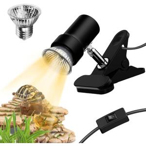GOZILLA Reptile Heat Lamp, Turtle Lamp with 50W UVA/UVB Turtle Light Bulb, 360Rotatable Clip Reptiles Basking Light for Amphibian and Reptile Tanks, Terrariums, Cages.(Black)