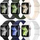 6 Pack Sport Bands Compatible with Apple Watch Band, Silicone Waterproof Strap for iWatch Apple Watch Series 11 10 9 Ultra 8 7 6 5 4 3 2 1 SE Women Men , Size: 44mm/45mm/46mm/49mm/42mm(Series 3 2 1)