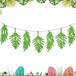 Lumina Garden Palm Sunday Decorations Hosanna Banner Easter Religious Crafts Make Your Own Hosanna 8.2 ft Felt Palm Leaves Garland for Church Sukkot Wall Window Christian Party Supplies