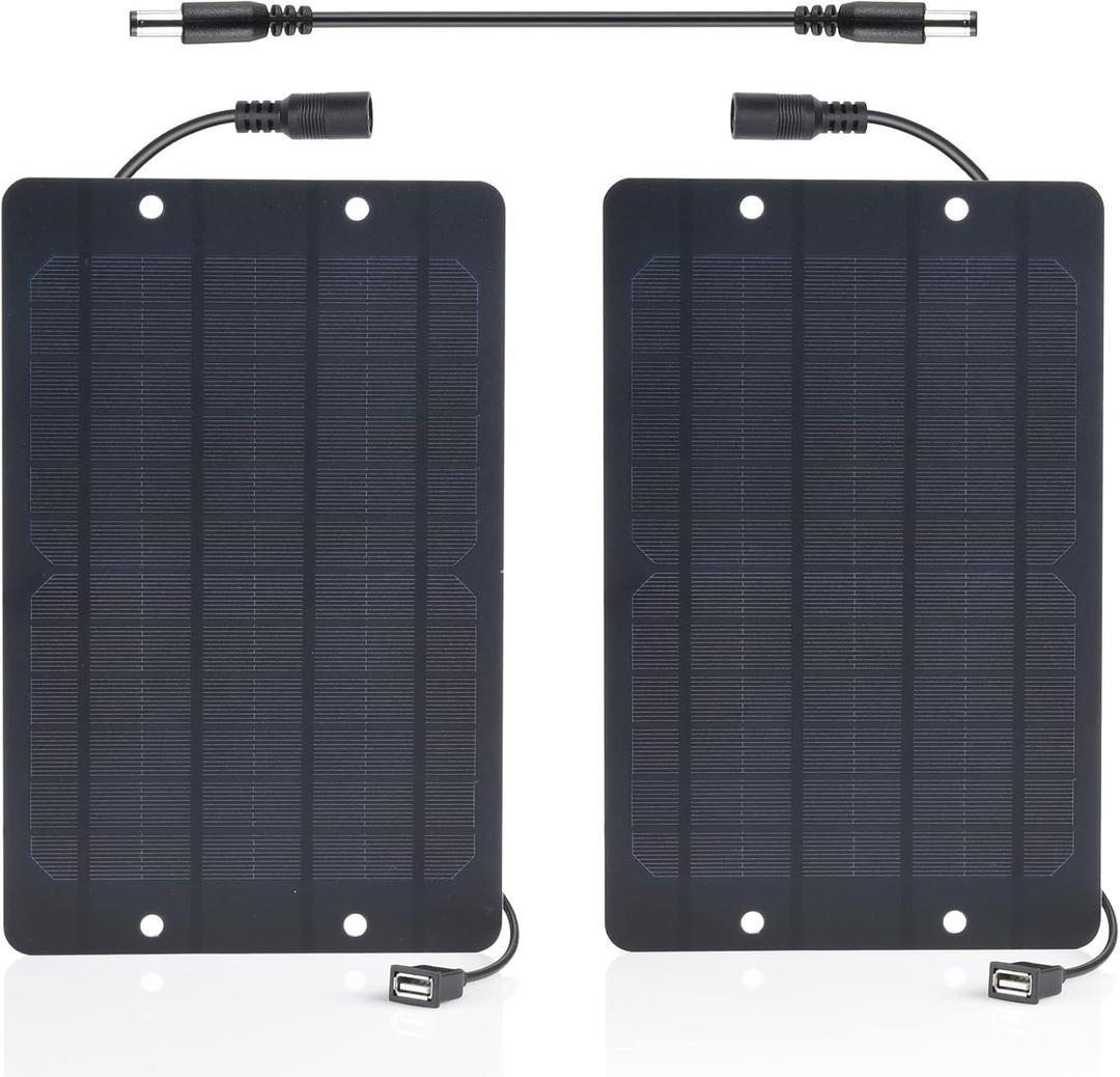 Soshine USB Solar Panel 2Pack with DC Male to Male Cable- Solar USB Charger 5v 6w with High Performance Monocrystalline for Mini Fan,Power Bank,Camping Lanterns