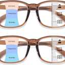 OPTOFENDY Progressive Multifocal Reading Glasses for Women Men, Anti Glare/Eyestrain Blue Light Blocking Computer Readers (2 Pack Coffee)