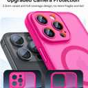 CANSHN Magnetic Compatible with iPhone 16 Pro Max Case, Upgraded [Full Camera Protection] [Compatible with Magsafe] [Translucent Matte] Shockproof Protective Phone Case Cover 6.9 Inch - Hot Pink