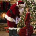 SOMOYA Santa Claus Costume for Men Christmas Santa Suit Deluxe Santa Outfit Plush Velvet 9 Pcs (X-Large, Burgundy)