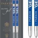 Parker Refill for Parker Retractable Gel Ink Roller Ball Pens, Medium Conical Tip, Blue Ink, 2/Pack
