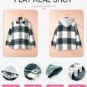 SHEWIN Womens Long Sleeve Button Down Plaid Shirts Flannel Hooded Shacket Jacket Hoodie Coats (Green, XXL)