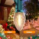 C7 LED Christmas & Halloween Lights - 12FT Outdoor Clear String Lights with 12 Vintage C7 Bulbs, Warm White Hanging Decor for Porch, Garden, Backyard, Balcony, Holiday Party