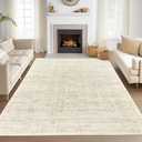 Valenrug Washable Rugs 8x10 - Stain Resistant Area Rugs for Living Room, Non Slip Backing Printed Rugs for Bedroom, Folable Machine Washable Area Rug(TG003-Beige, 8'x10')