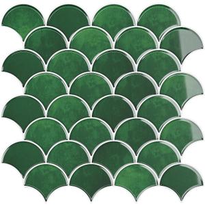 VEELIKE Emerald Green Peel and Stick Tile 12''x12'' 6 Sheets Fish Scale Peel and Stick Backsplash for Kitchen Wall Tiles Self Adhesive Waterproof Back Splash Stick on Tiles for Kitchen Bathroom Renter