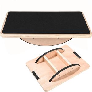 Balance Board Wooden Wobble Board for Adults Anti-Slip Board for Physical Therapy & Core Strength, Ideal Balance Board for Standing Desk with Ankle Support