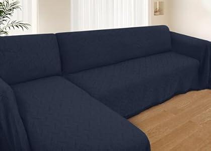 HOMERILLA Sectional Couch Covers for Sectional Sofa L Shaped Sofa Cover Blanket 2 Pieces L Shape Furniture Protector for Pets Dogs(Midnight Blue, Large)