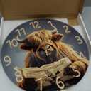 XNM Glass Analog Wall Clock Battery Operated 12 Inch Round Quartz Black Cat Clock for Kitchen Silent Wall Clock Non Ticking