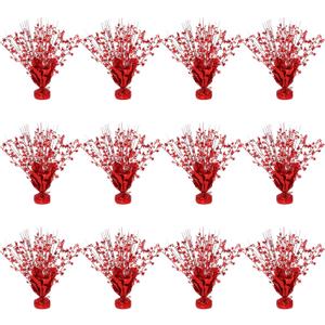 12 Pack Metallic Foil Spary Centerpieces for Tables, Red Centerpieces for Tables Decorations, Star Brust Table Centerpieces for Birthday Graduation Wedding Baby Shower Party