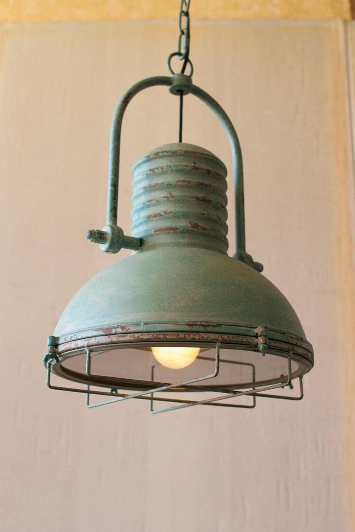 KALALOU CLA1098 Antique Turquoise Pendant Light, One Size, Green KALALOU CLA1098 Antique Turquoise Pendant Light, One Size, Green