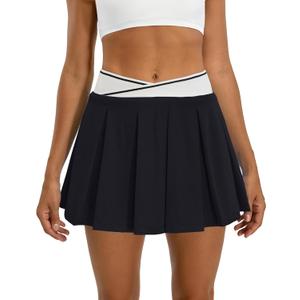 BMJL Womens Tennis Skirt Black Pleated Golf Mini Skorts Summer High Waisted Workout Athletic Shorts Pockets (M)