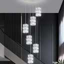 cenozo 6-Lights Modern Crystal Pendant Lights for Kitchen Island LED Dimmable Glam Pendant Lighting Chandelier for Dining Room Hallway Corner Lamp Nickel