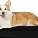 KSIIA Orthopedic Dog Bed Crate Waterproof Pet Mats for Large Dogs Deluxe Plush Washable Pet Bed with Egg Crate Foam & Removable Cover, 35 x 22 Inch, Black