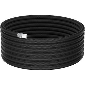 6AN PTFE Fuel Hose Line 5/16 Inch, AN6 Fuel Line 1885 PSI Nylon Braided Blackfor E85 Gasoline Biodiesel Diesel, 15 FT