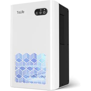ToLife Dehumidifiers for Home 95 OZ Water Tank, 1000 sq.ft Dehumidifier for Basement Bedroom Bathroom with Auto Shut Off 7 Colors LED Light,White