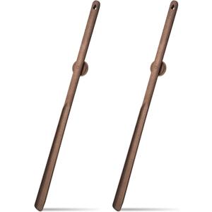 2 Pcs 29.5" Magnetic Shoehorn, Long Wooden Shoe Horn Long Handle Shoehorn for Seniors Men Women, Magnetic Base Wall Mounted Dressing Stick for Elderly Limited Mobility (Walnut)