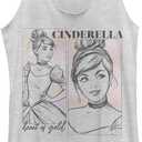 Disney Girls Princess Sketchy Cindy Tri-Blend Racerback Layering Tank (Medium, White Heather) M