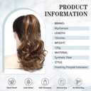 16 Inch Ponytail Extension Drawstring Ponytail for Women Curly Wavy Pony Tails Hair Extensions Synthetic Ponytails Hairpieces for Daily Use-Chestnut Brown Mix Golden Highlights