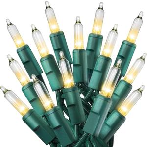 PREXTEX 50 Count Clear Christmas Tree Lights - 10 ft Warm White String Lights with Green Wire - Indoor and Outdoor Mini Light for Christmas, Holiday Decorations, Trees, Fences, Patios and More