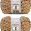 Crafted By Catherine Chunky Chenille Yarn - 2 Pack (8 oz / 227 g, 31.7 Yards Each Skein), Khaki, Gauge 7 Jumbo