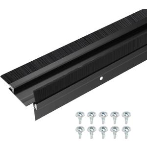 Door Brush Bottom Sweep-2 Pack Weather Stripping with 0.59 Inch Black Nylon Brush Fits for Exterior Doors and Industrial Use-1.1" Wide x 35.46" Long Aluminum Alloy Base-Black