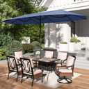 PHI VILLA 13ft Outdoor Market Umbrella Double-Sided Twin Large Patio Umbrella with Crank, Navy Blue