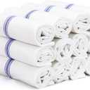 Kitchen Towels, 12 Pack 14"x25" Dish Drying Towels, 100% Cotton Tea Towel with Hanging Loop, Reusable Napkin, Durable After Multiple Washes, Soft & Absorbent - Blue Stripe