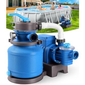 BluClear 2500 GPH Sand Filter Pump for Above Ground Pools, Pool Pumps Above Ground with 24H Automatic Timer, 6-Way Valve, Efficient Circulation & Filtration Pool Sand Pump, Up to 12000 Gallons -Blue