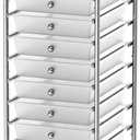 Simple Houseware Utility Cart with 8 Drawers Rolling Storage Art Craft Organizer, Chrome