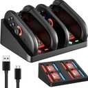 4-Bit Charging Dock for Nintendo Switch 2 Controller (2025 Release), Magnetic Design Switch 2 Charge Station with a Type-C Charging Cable, 4 Game Cards & 4 SD Cards Storage (Lying-flat 3)