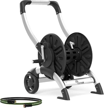 Upgrade Hose Reel Cart, Holds 200 Feet of 5/8" Hose, Hose Reel Cart With Effort-saving Hand Crank,2 Wheels,Heavy Duty Freestanding Water Hose Reels for Outside Garden Lawn Yard Outdoor