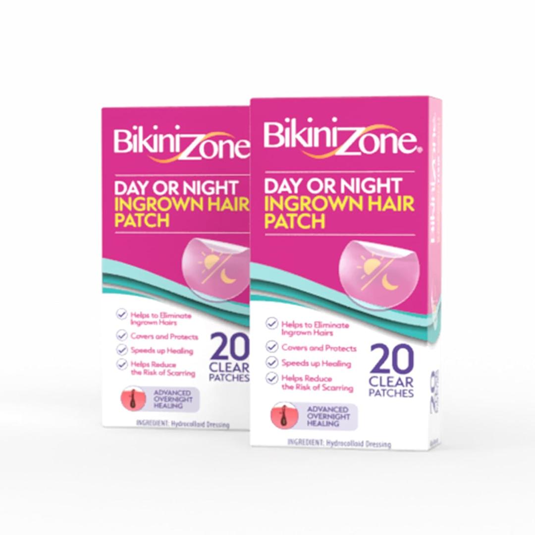 Bikini Zone Ingrown Hair Patches, Hydrocolloid Treatment for Day/Night Use, 20 Count 2 Pack