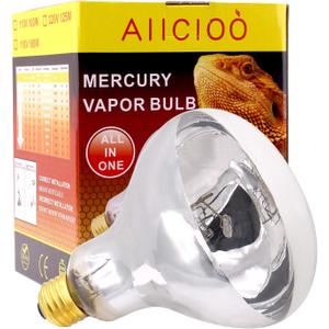 Aiicioo UVB Reptile Light 160W - UVB Light Bulb for Reptile Mercucry Vapor Bulb Heat Basking Lamp Bulb Full Spectrum UVA UVB All in One Sun Lamp for Bearded Dragon Lizard Turtle