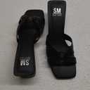 SM New York Jordan NIB Strappy Black Brown Heeled Sandals Open Toe Block Heel Womens 8.5