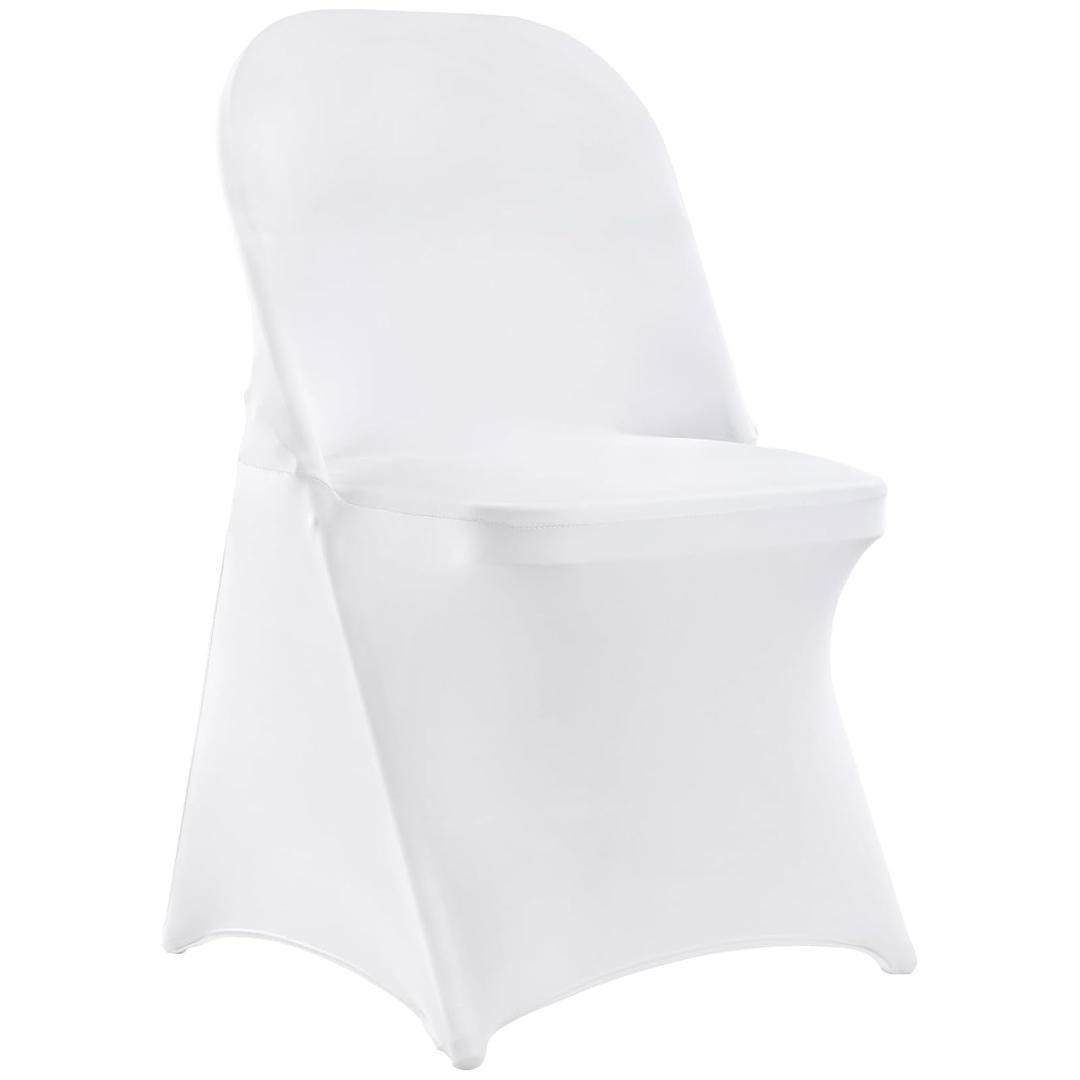 VEVOR White Stretch Spandex Chair Covers, Folding Kitchen Chairs Cover, Universal Washable Slipcovers Protector, Removable Chair Seat Covers, for Wedding Party Dining Room Banquet Event, Pack of 1