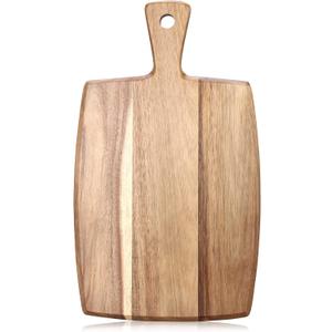 Acacia Wood Cutting Board with Handle Large Charcuterie Boards Wooden Chopping Board Decorative Big Cutting Boards for Kitchen Meat Teak Bread Cheese Board Platter Butcher Block Food Serving Tray, 17" X 10"